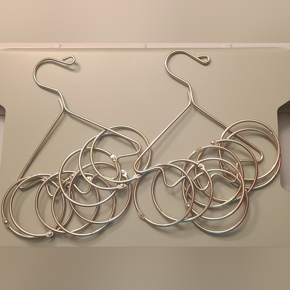 Organizer Hangers | Set of 2, 6-Hinged Rings (Silver-tone) - compact